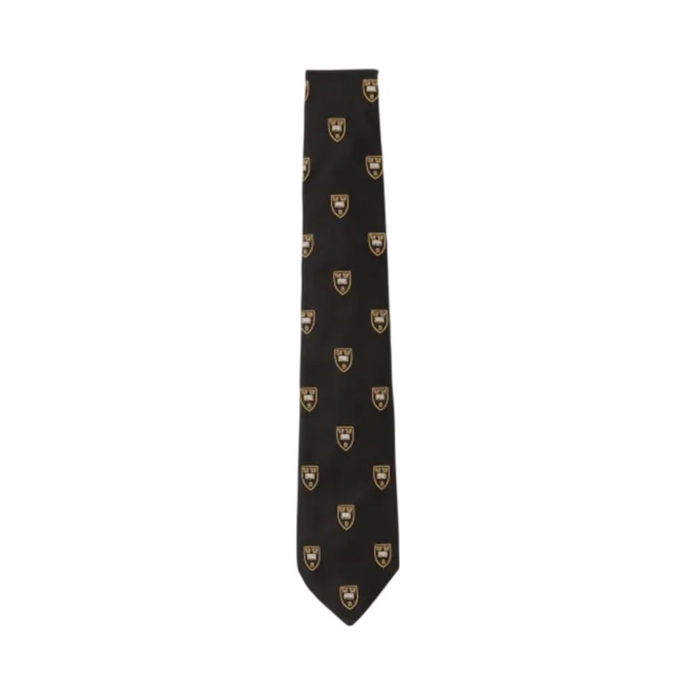 BEAMS Silk Tie Crest Emblem Embroidery "Black"
