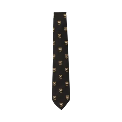 BEAMS Silk Tie Crest Emblem Embroidery "Black"