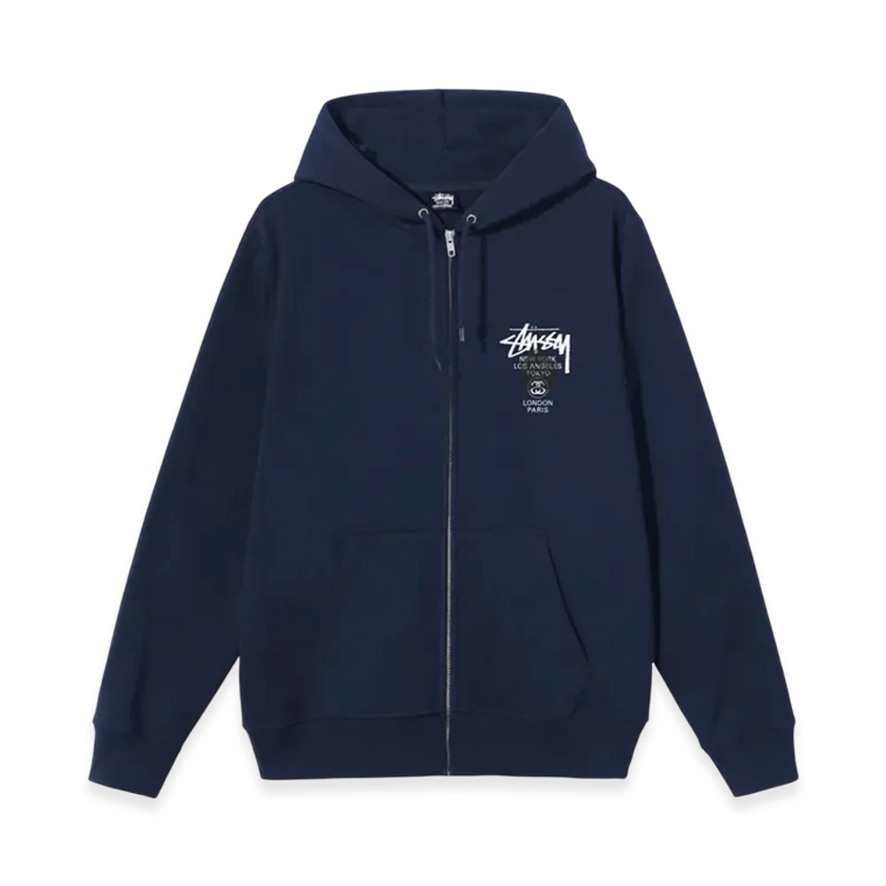 Stussy DSM World Tour Zip Hoodie 2021 "Navy"