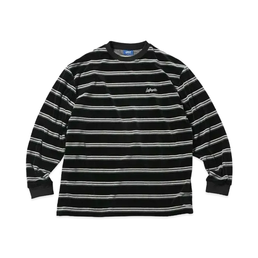 LFYT MULTI STRIPED VELOUR L/S TEE "BLACK"
