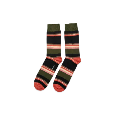 sacai Horizontal Stripe Socks "Khaki/Pink"