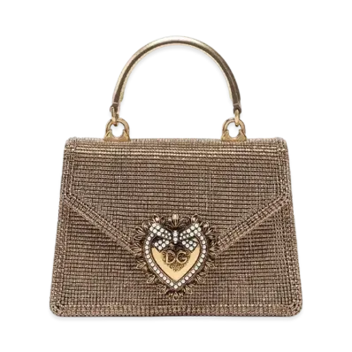 Dolce&Gabbana Devotion Bag Small Rhinestone Chain "Gold"