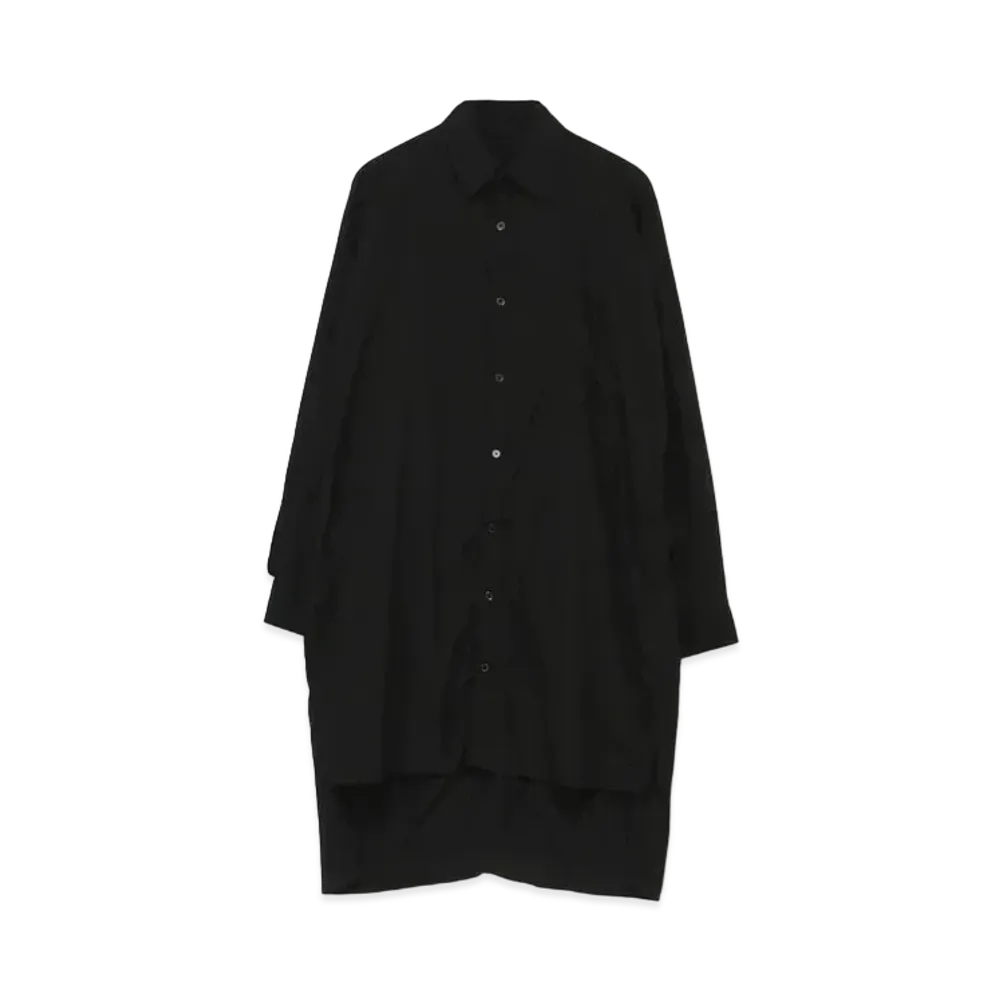 Yohji Yamamoto Pour Homme COTTON BROAD CHAIN STITCH GUSSET BLOUSE "Black"