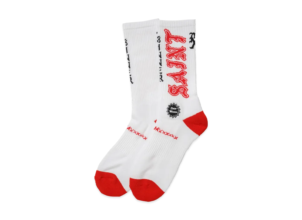 SAINT Mxxxxxx Socks Aint "White/Red"