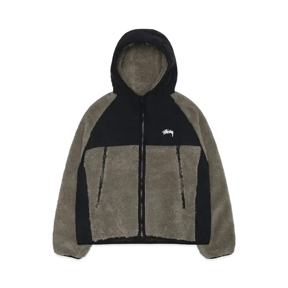 Stussy Sherpa Paneled Hooded Jacket "Stone"