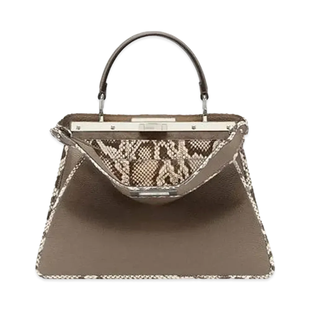 FENDI Peekaboo Iseeu Medium Full Grain Leather And Elaphe Bag "Gray"