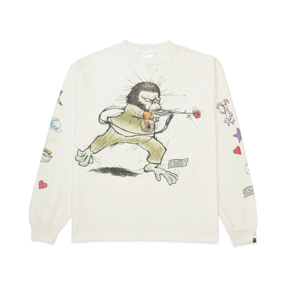 SAINT Mxxxxxx x A BATHING APE Bape LS T-Shirt Running "White"
