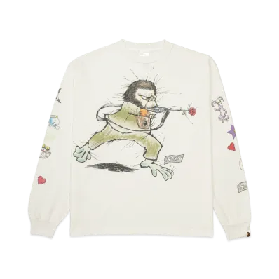 SAINT Mxxxxxx x A BATHING APE Bape LS T-Shirt Running "White"