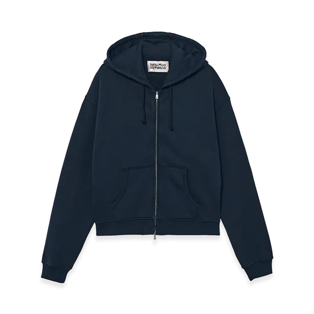 ZARA x Bad Bunny Benito Antonio Cropped Fit Zip Hoodie "Navy Blue"