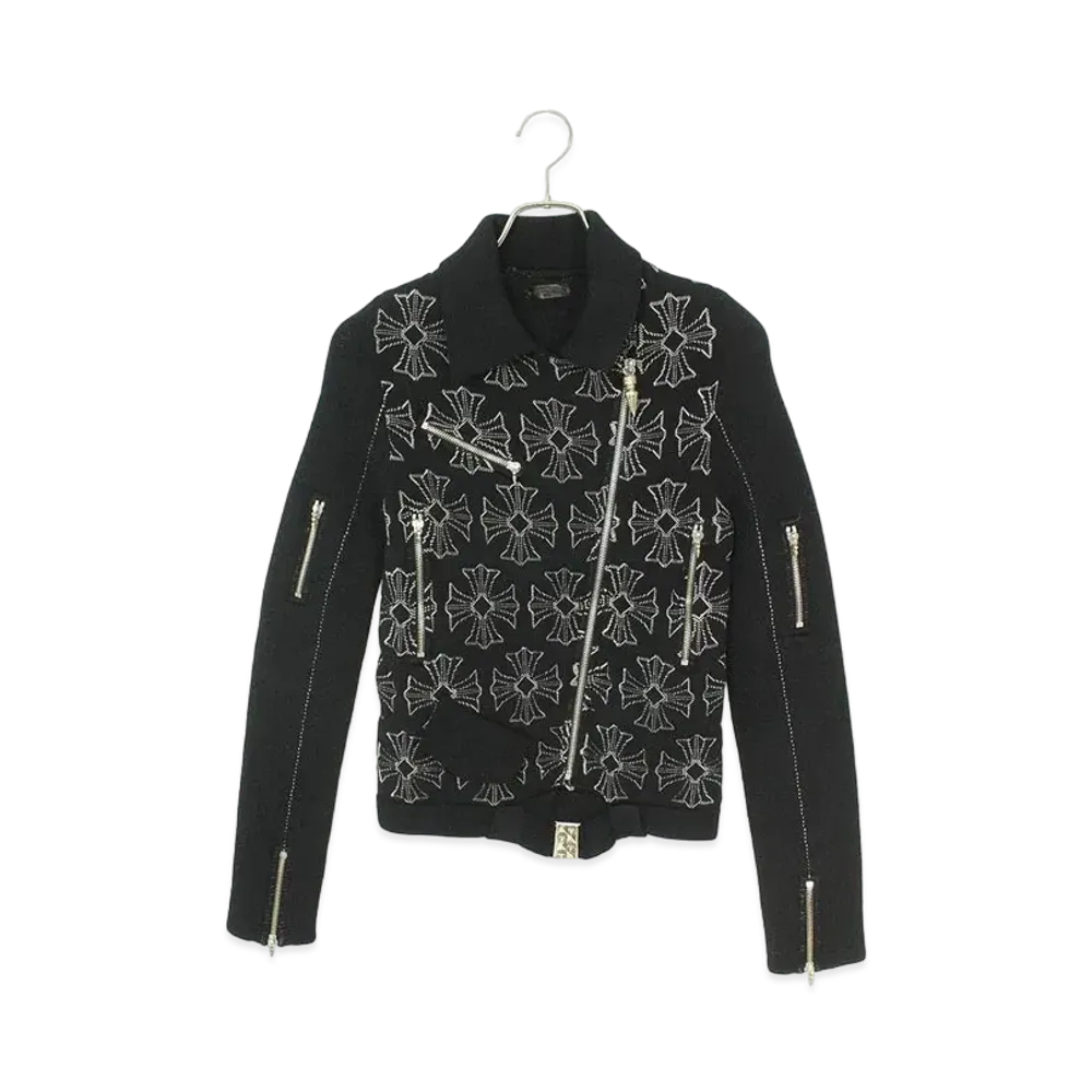 Chrome Hearts Spike Zip CH Plus Pattern Riders Jacket "Black"