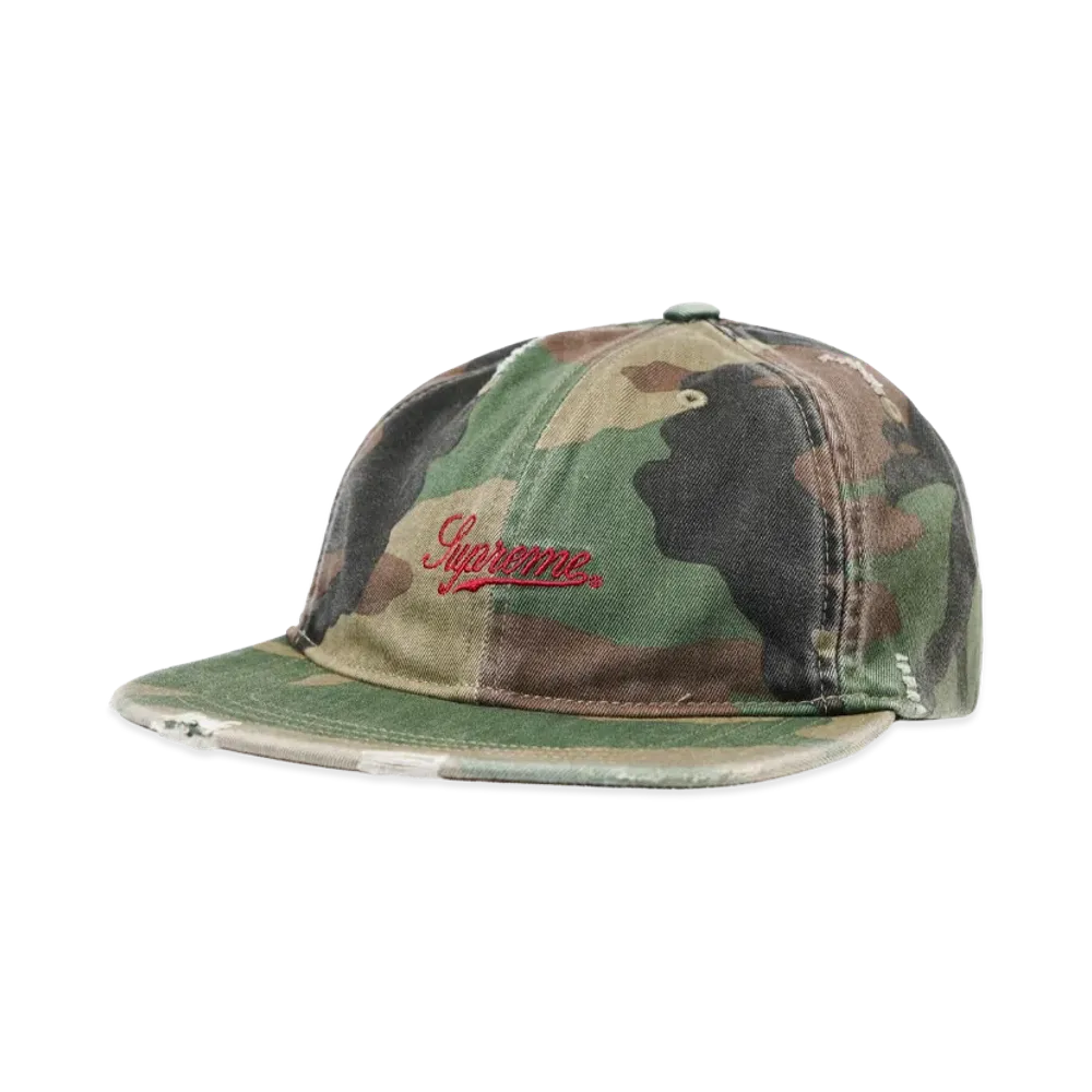 Supreme Distressed Script 6-Panel "Woodland Camo"