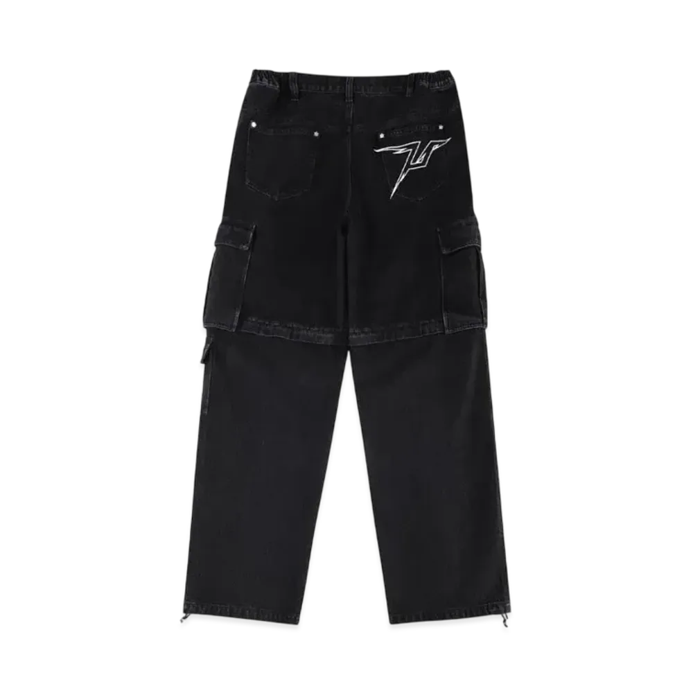 Unknown London Baggy Fit Denim Cargo Pants "Black"
