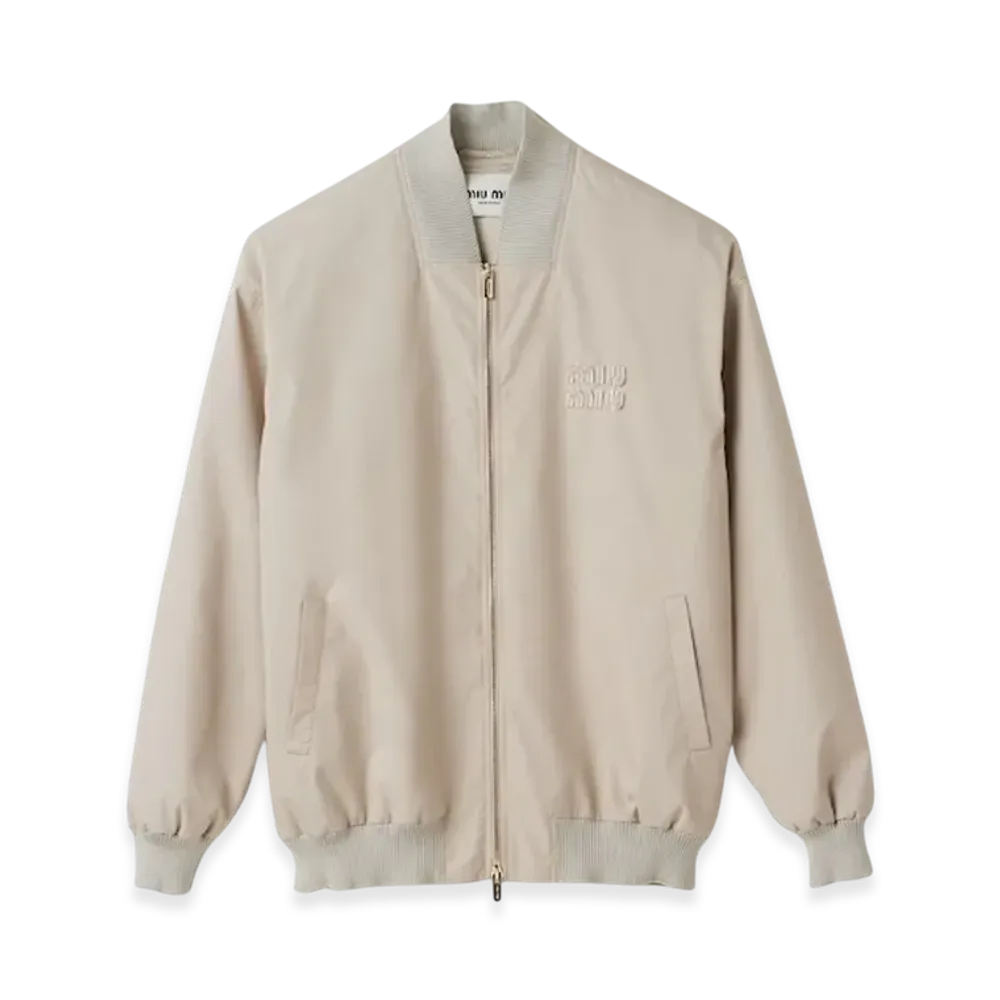MIU MIU Women's Panama Cotton Blouson Jacket "Limestone"