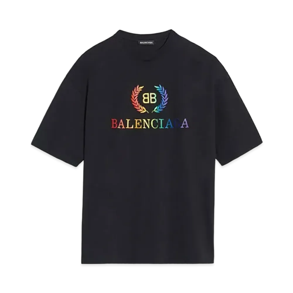 BALENCIAGA BB Rainbow Logo T-Shirt "Black"