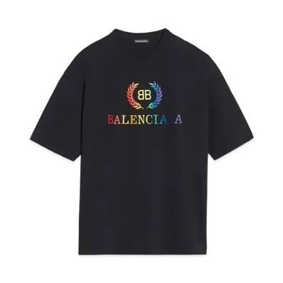 BALENCIAGA BB Rainbow Logo T-Shirt "Black"