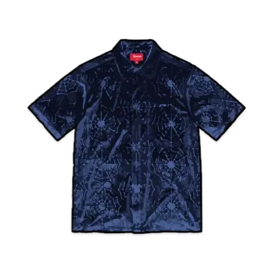 Supreme Spider Web Velvet S/S Shirt "Navy"