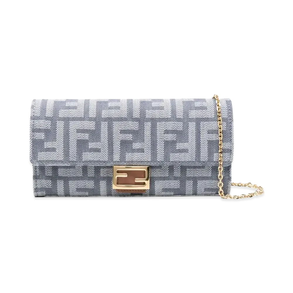 FENDI Women's Continental Baguette Wallet On Chain "Blue"