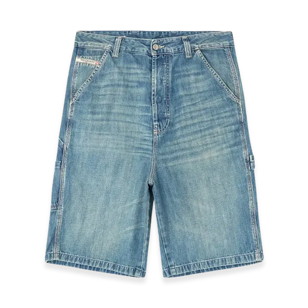 Diesel D-Livery-W-Short Utility-Style Denim Shorts "Light Blue"