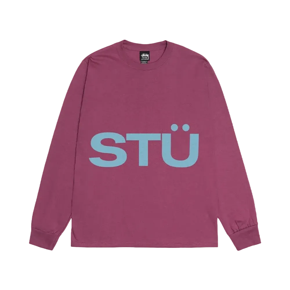 Stussy All Caps Ls Tee "Berry"