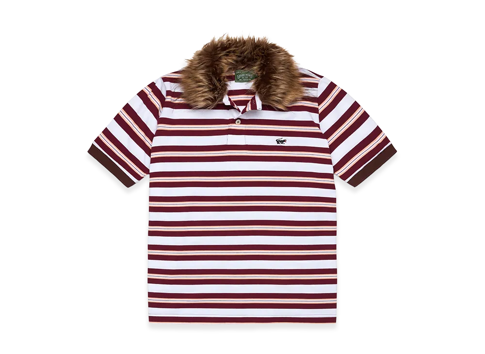 DENIM TEARS Panther Fur Collar Polo "Red"