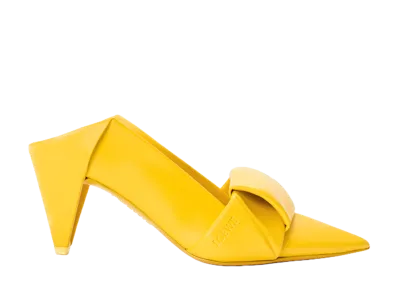 LOEWE Women's Origami Flap Back Pump in Lambskin "Yellow Sunshine"