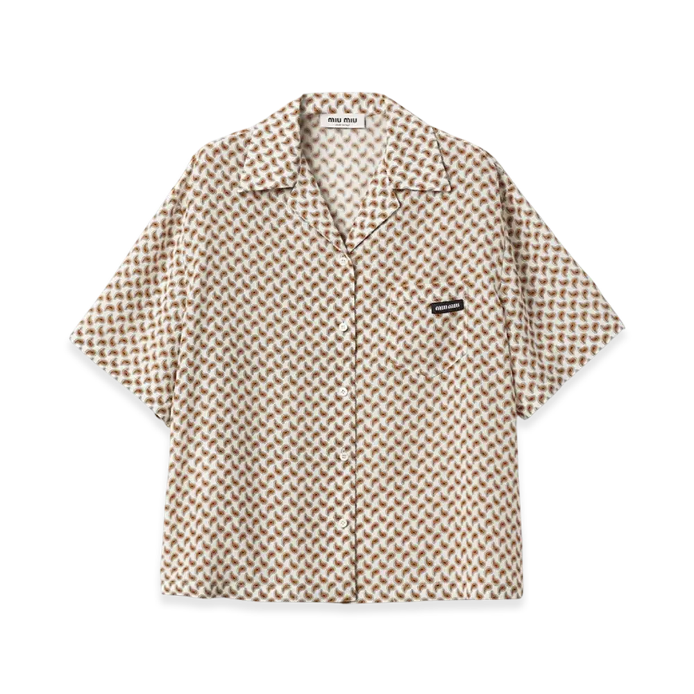 MIU MIU Women's Marocain Shirt "Avory/Orange"