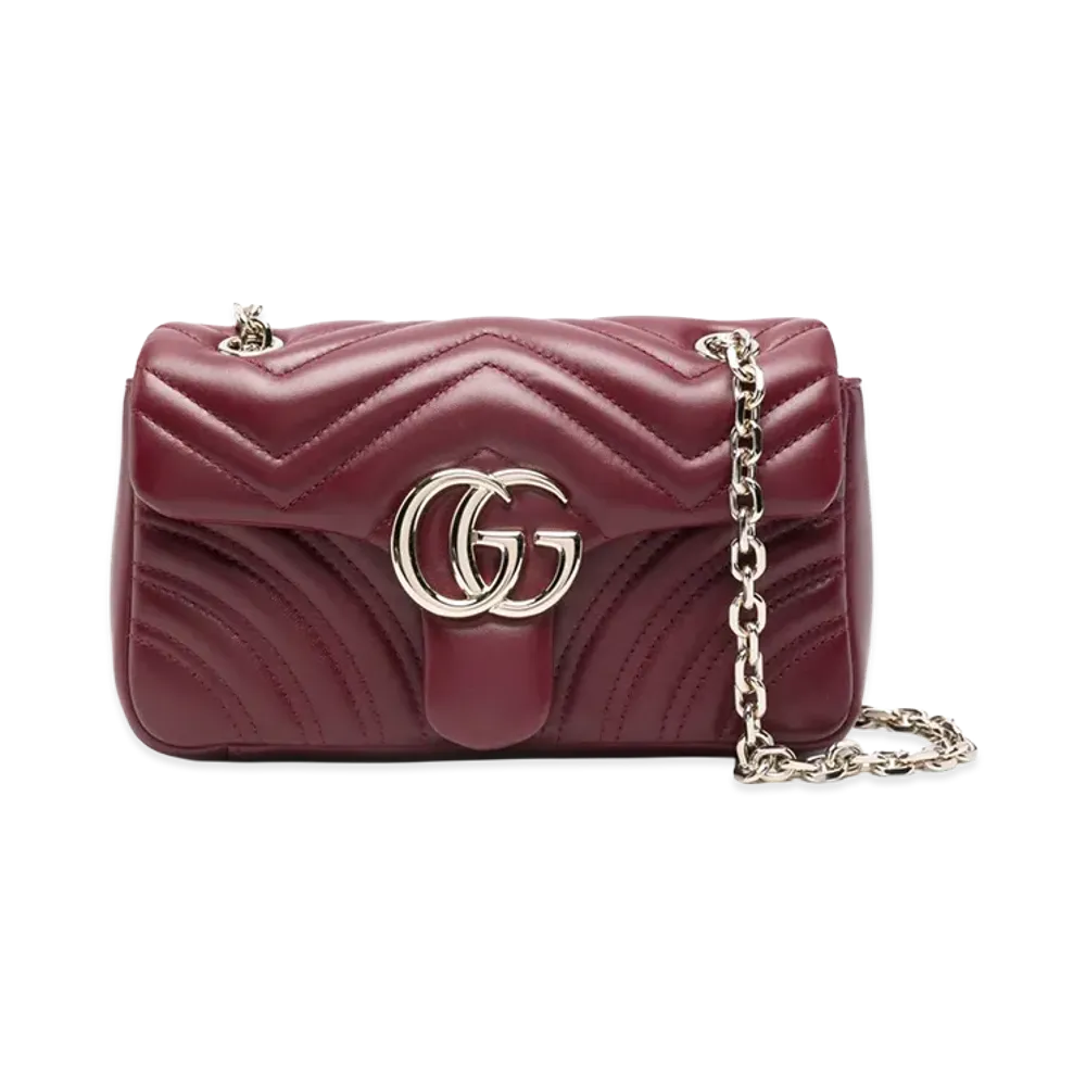 GUCCI Women's Nappa Leather Small GG Marmont Shoulder Bag "Red"