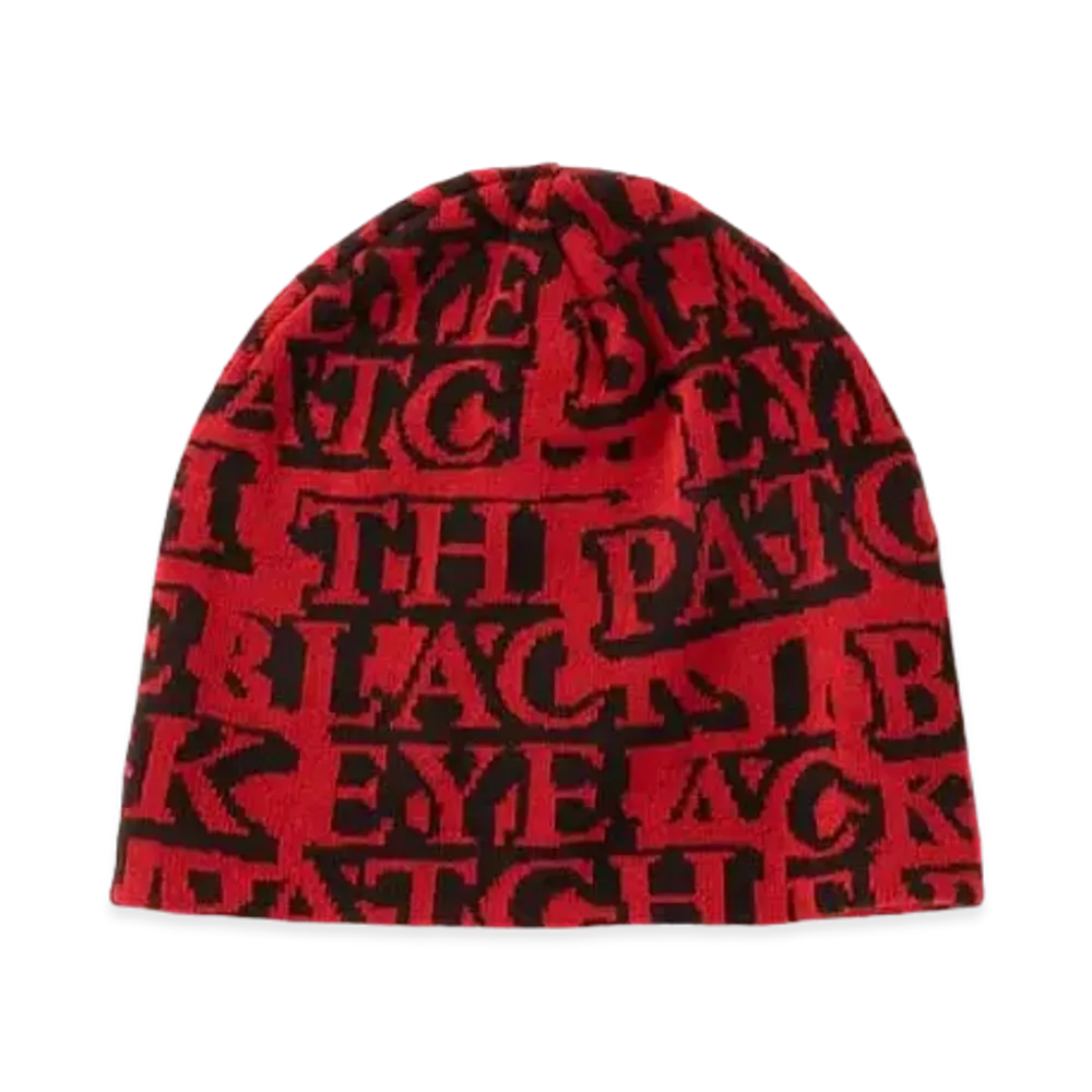 BlackEyePatch Sticker Covered Single Beanie "Red"