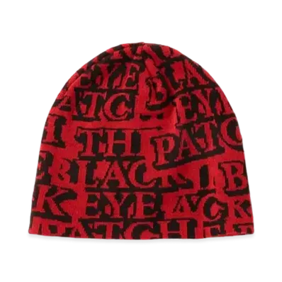 BlackEyePatch Sticker Covered Single Beanie "Red"