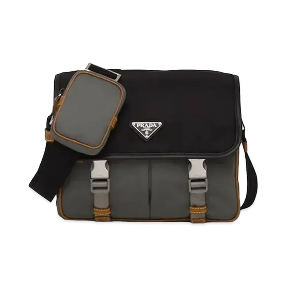PRADA Nylon Cross-Body Bag "Light Gray/Black"