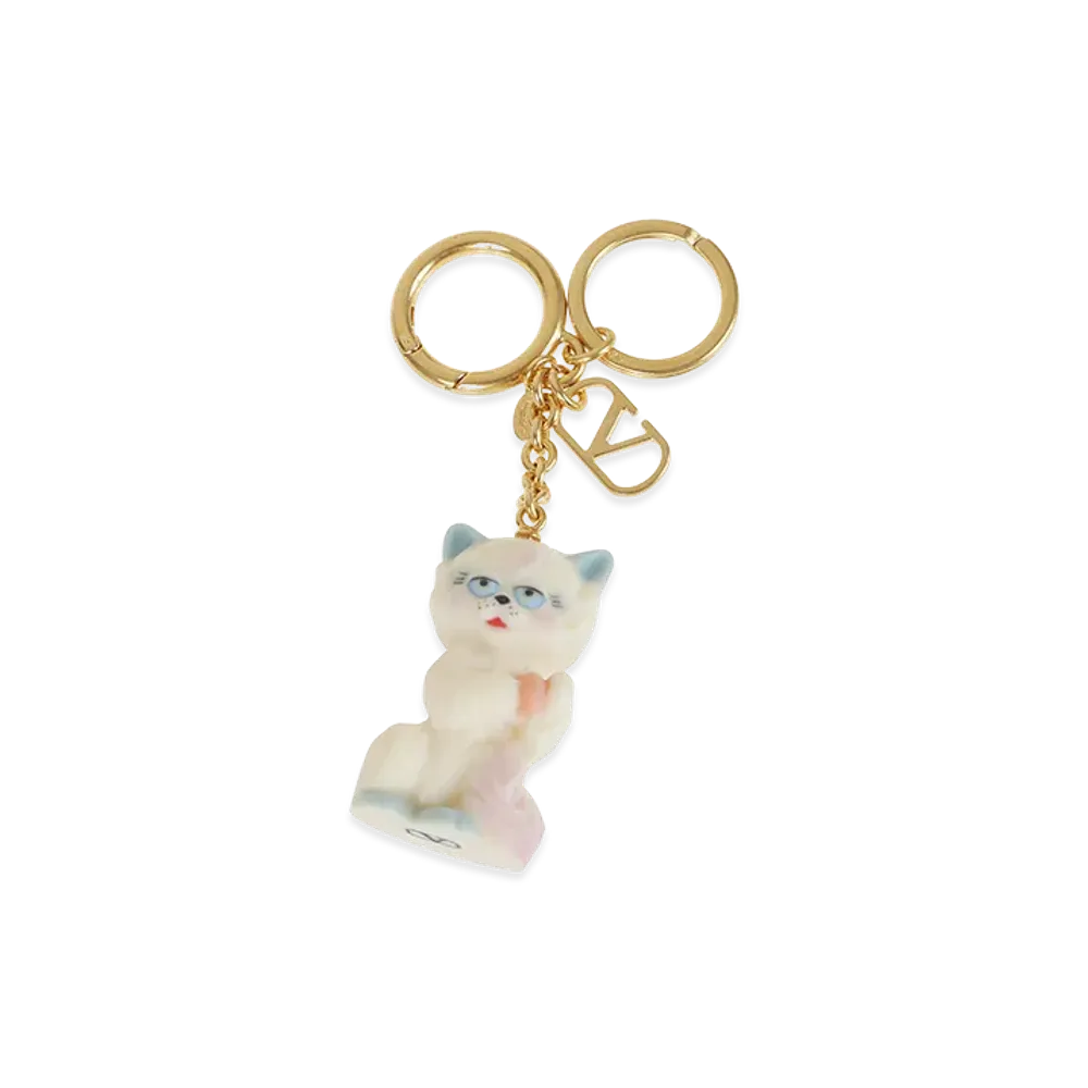 Valentino Key Ring Le Chat De La Maison Metallo/Nylon "Antique"