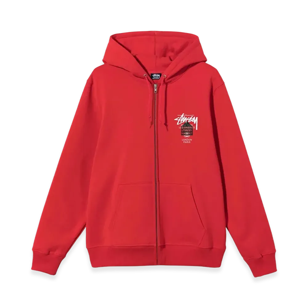 Stussy DSM World Tour Zip Hoodie 2021 "Red"
