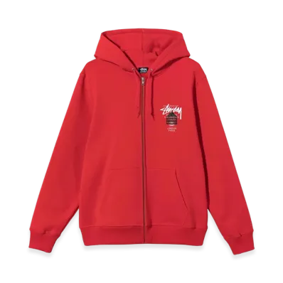 Stussy DSM World Tour Zip Hoodie 2021 "Red"
