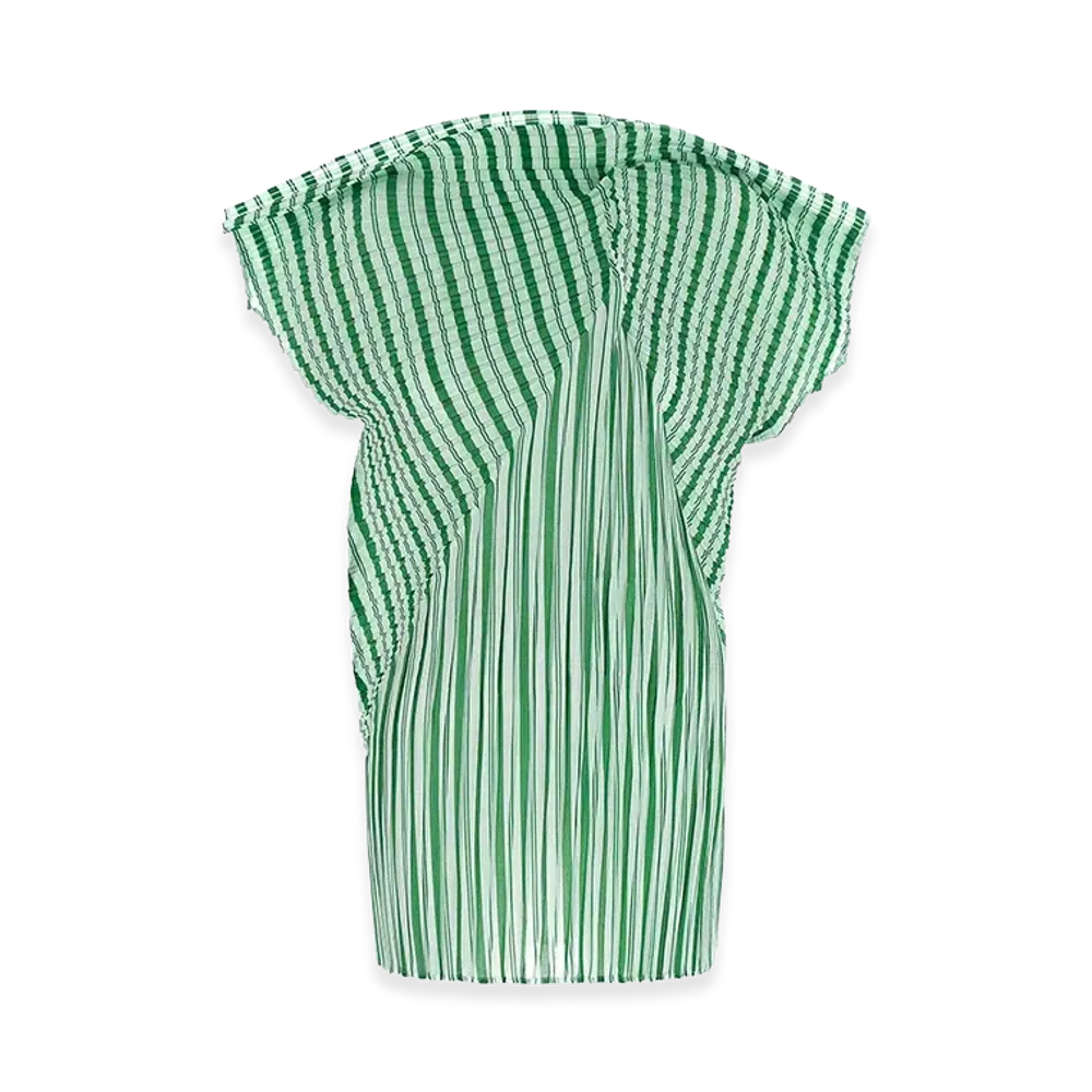 ISSEY MIYAKE Womens Generic Stripes Machine Pleats Top "Green"