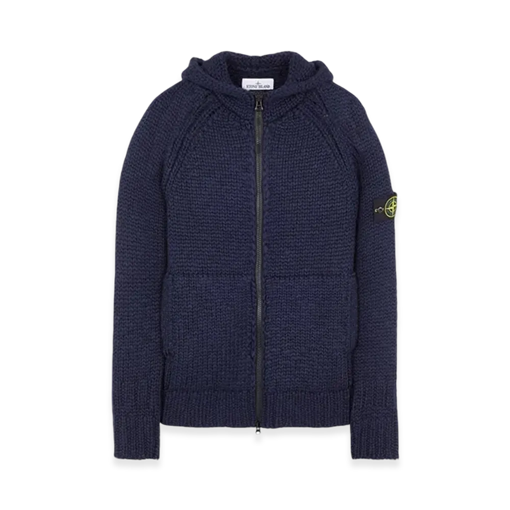 Stone Island 544D4 Handmade Feel Hooded Knit Cardigan - 23FW "Navy Blue"