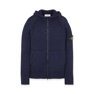 Stone Island 544D4 Handmade Feel Hooded Knit Cardigan - 23FW "Navy Blue"