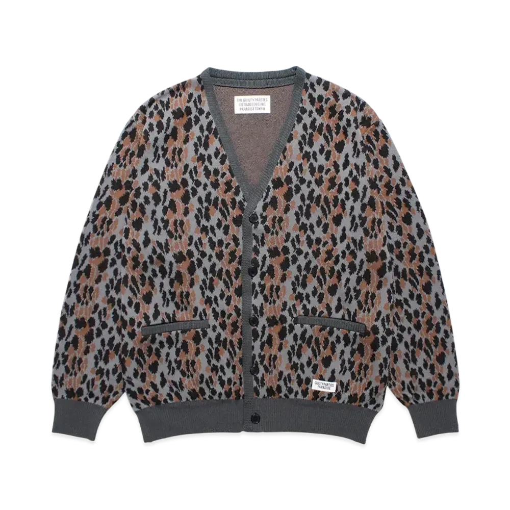 WACKO MARIA Leopard Jacquard Knit Cardigan "Gray"