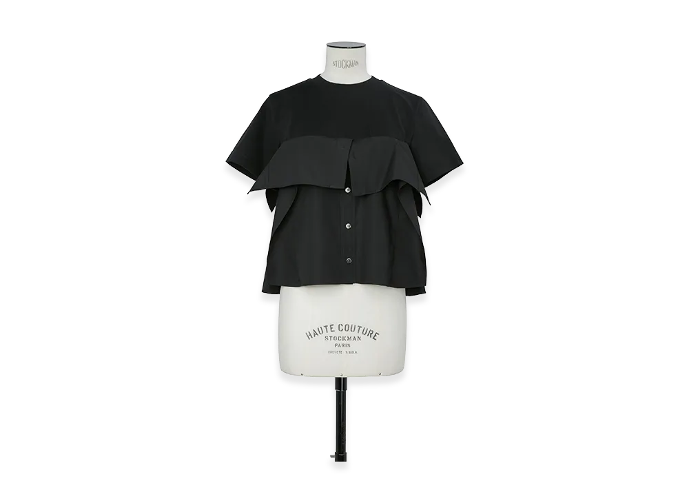 sacai Women's Poplin x Cotton Jersey T-Shirt "Black"