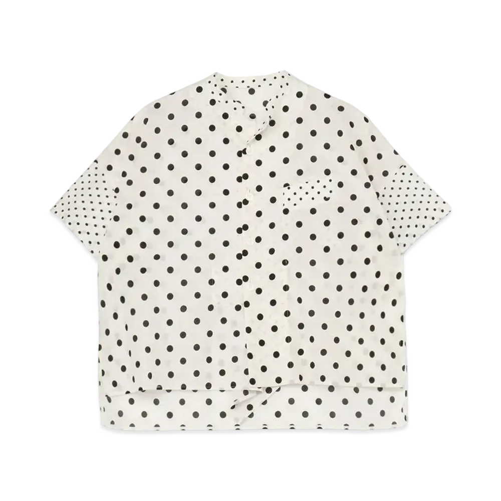 Yohji Yamamoto Y's 60S LAWN CLOTH DOT PRINT BOX SHIRT "White"