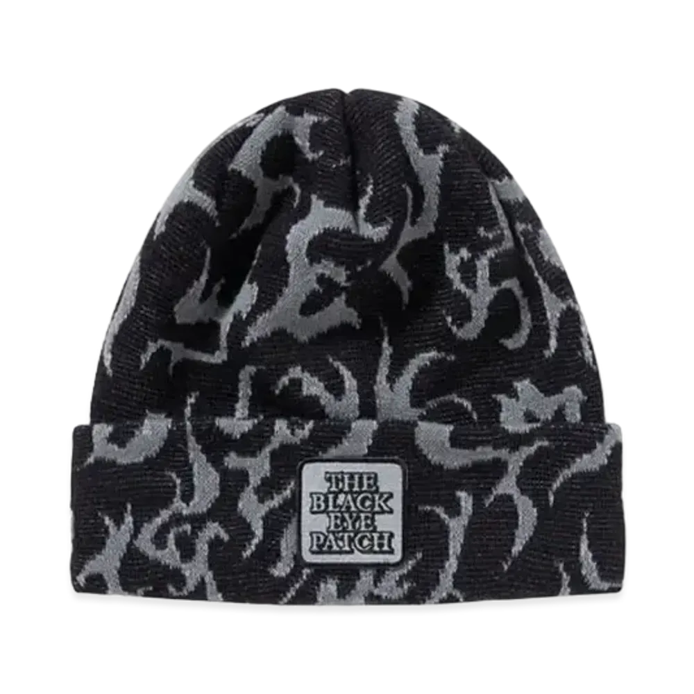 Black Eye Patch OG Label Flames Beanie "Gray"