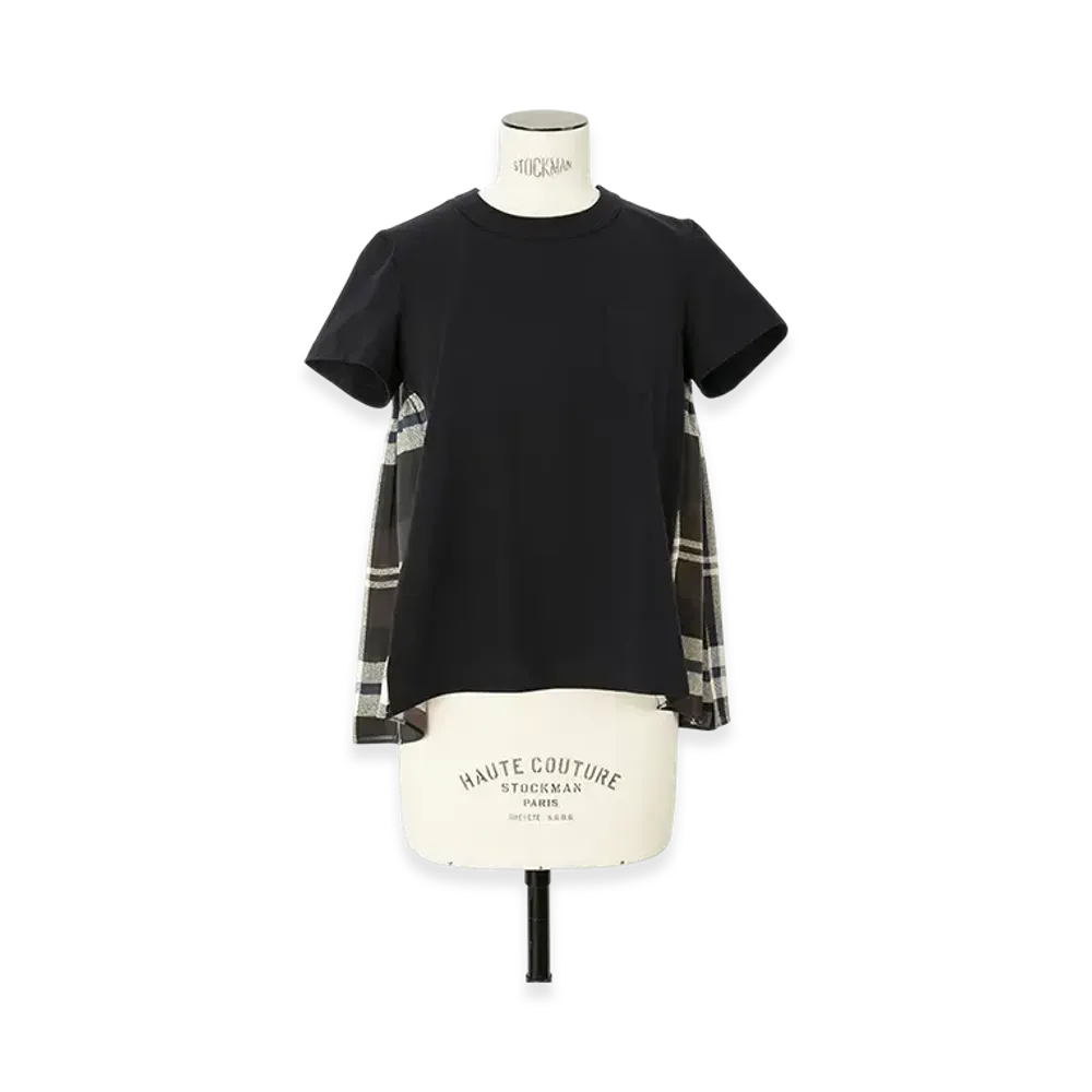sacai Plaid Print x Cotton Jersey T-Shirt "Green/Brown"