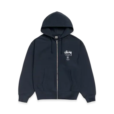 Stussy World Tour Zip Hoodie (2025/2026) "Navy"