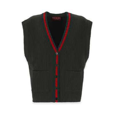 GUCCI Women's Bottle Wool Vest "Green"