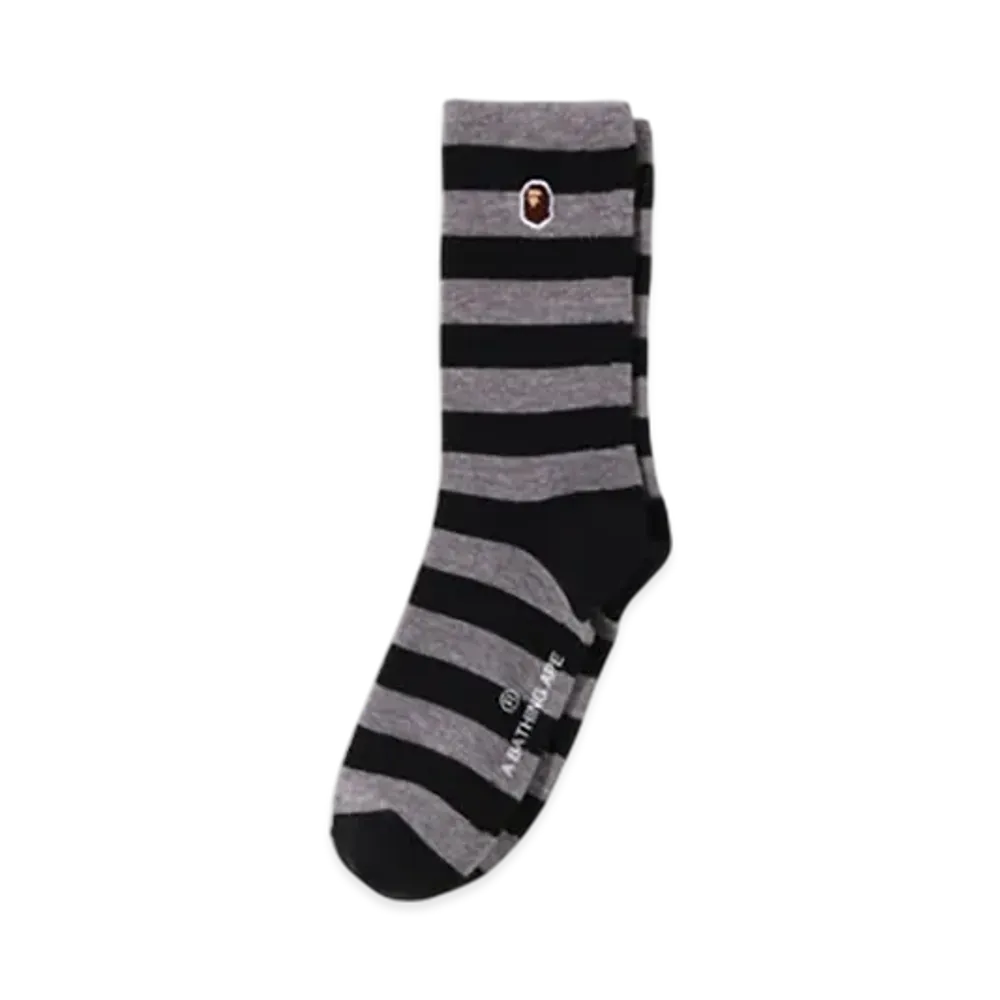 A BATHING APE Ape Head One Point Hoop Socks "Gray"