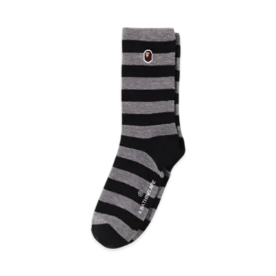 A BATHING APE Ape Head One Point Hoop Socks "Gray"