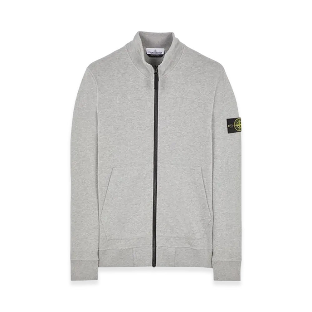 Stone Island 64320 Cotton Fleece Garment Dyed Full Zip Sweatshirt - 22FW "Light Grey"