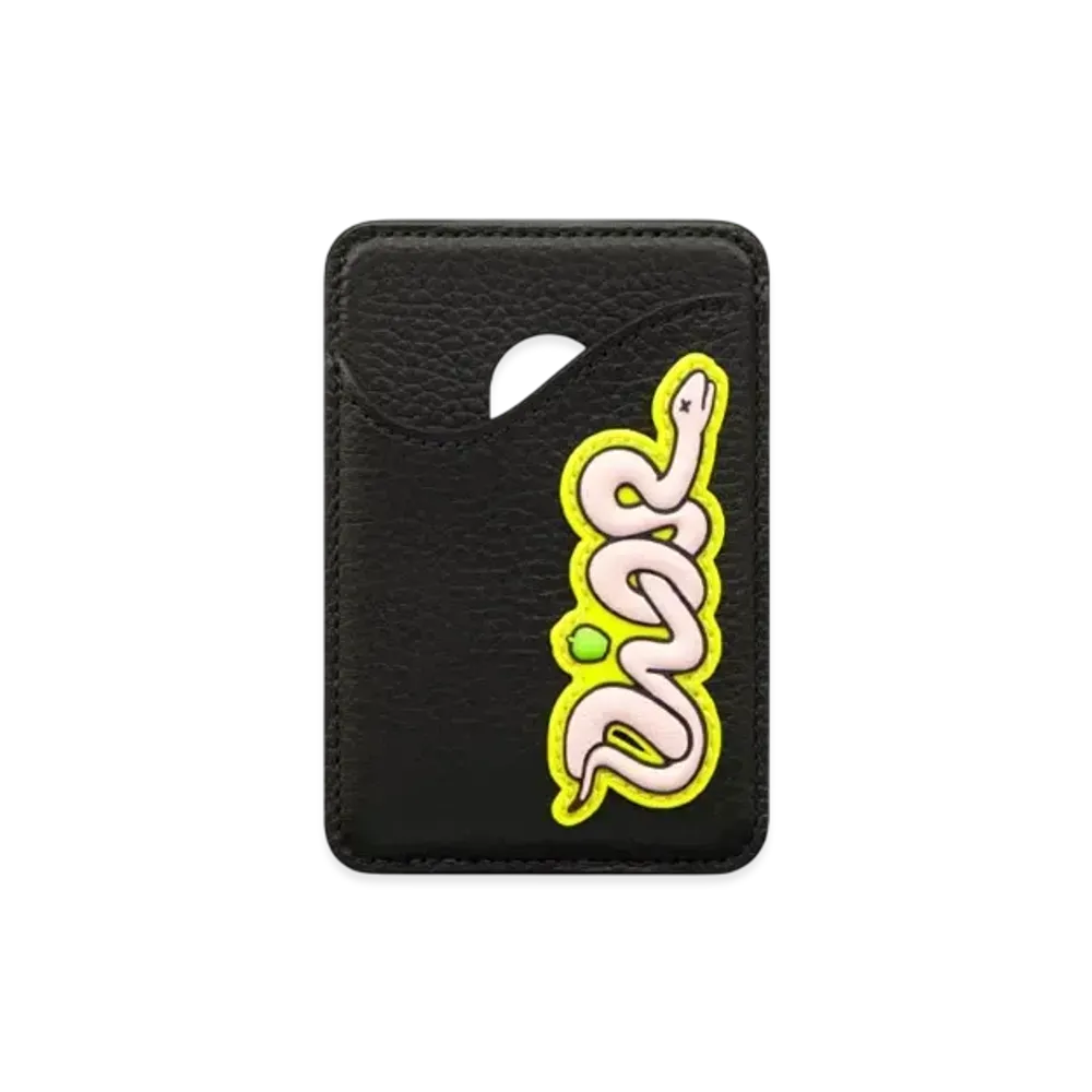 Dior x KAWS Saddle Magnetic Card Holder Grained Calfskin "Black/Pink/Yellow"