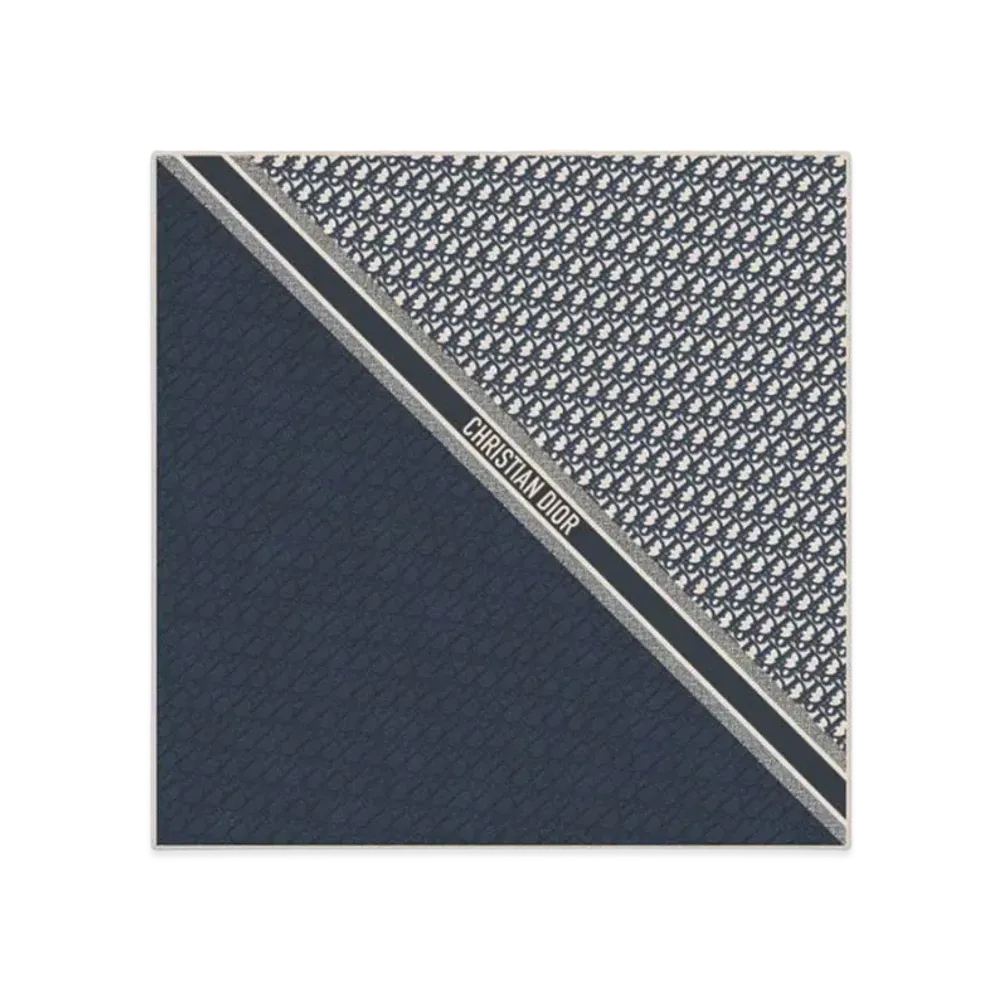 Dior Dior Oblique 70 Square Scarf Silk Twill "Navy Blue"