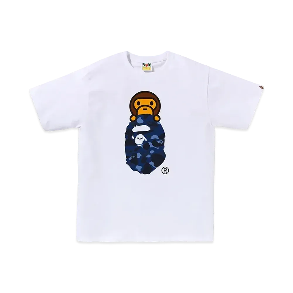 A BATHING APE Milo On Ape Head Tee "White/Navy"