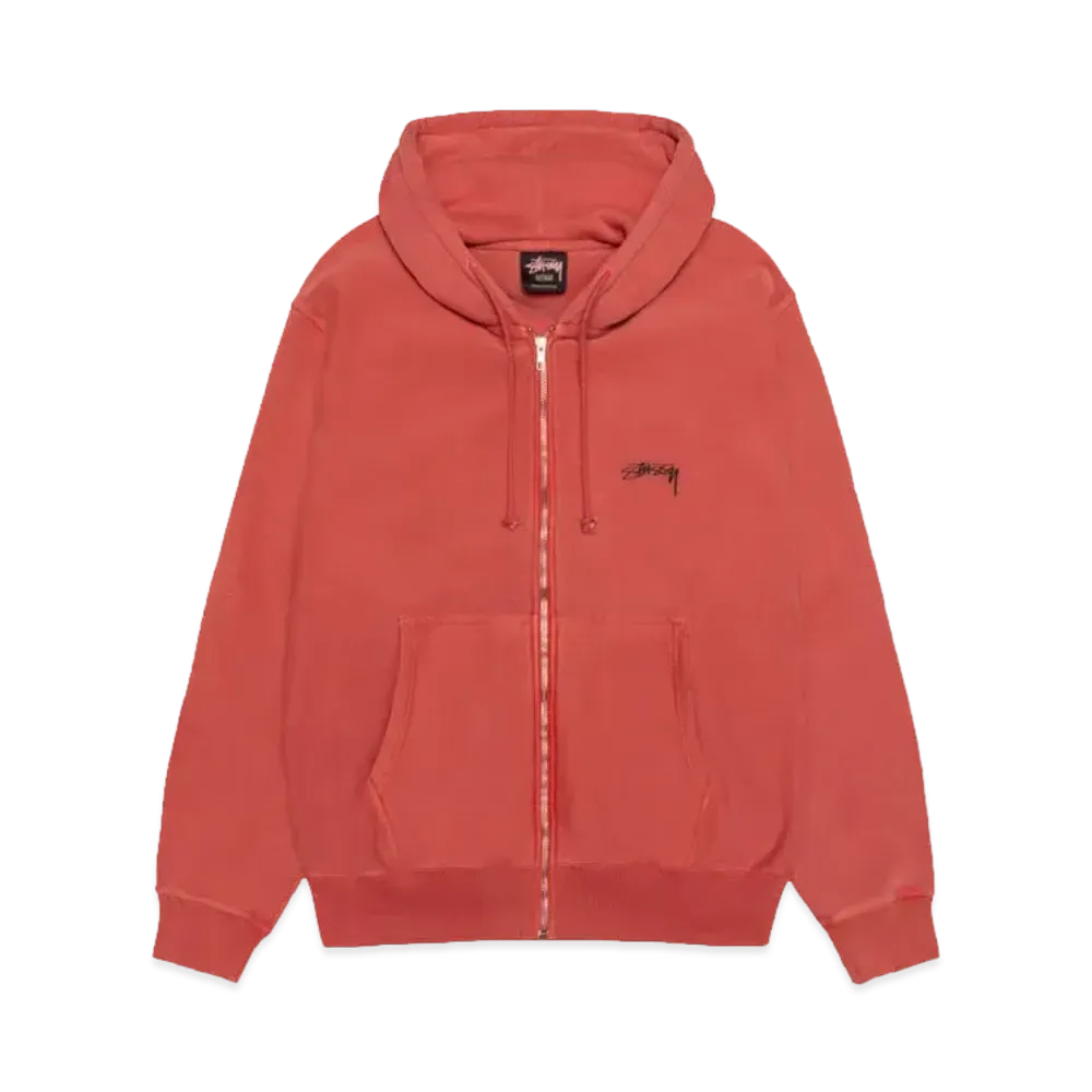 Stussy Smooth Stock Zip Hoodie Pigment Dyed "Guava"
